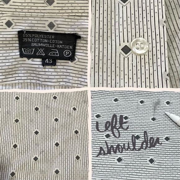 Vintage monochrome black & white striped diamond dot print button up. - Picture 4 of 4